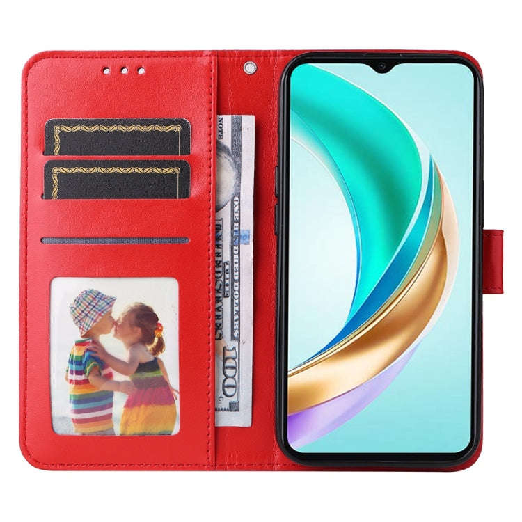 For Honor X6b Embossed Sunflower Leather Phone Case(Red)