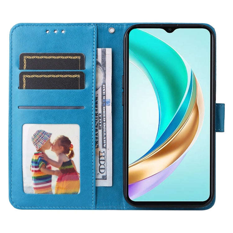 For Honor X6b Embossed Sunflower Leather Phone Case(Blue)