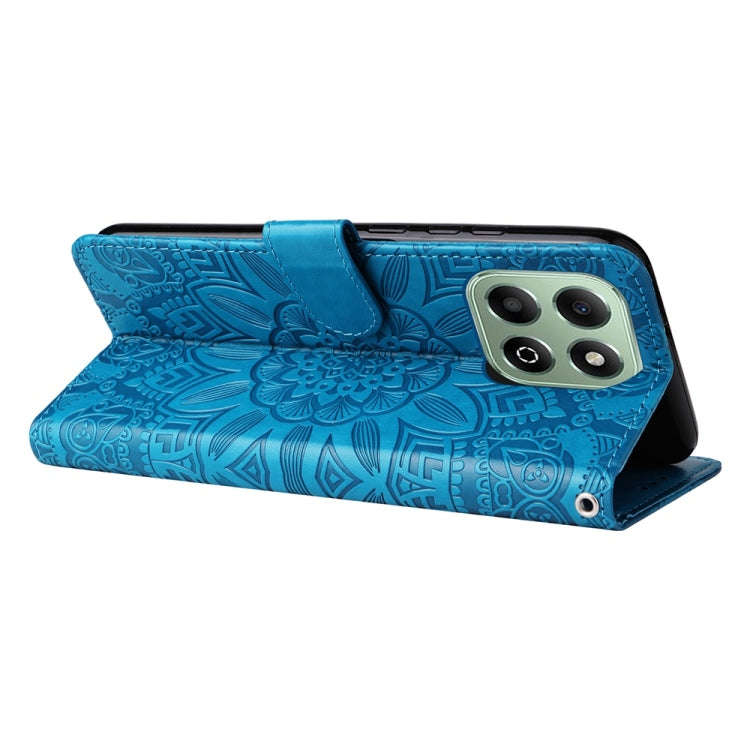 For Honor X6b Embossed Sunflower Leather Phone Case(Blue)