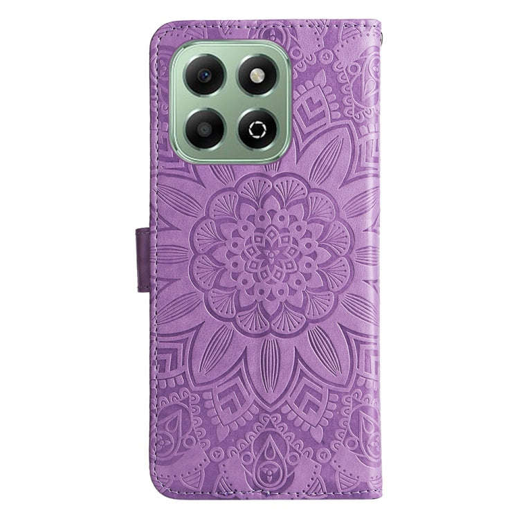 For Honor X6b Embossed Sunflower Leather Phone Case(Purple)