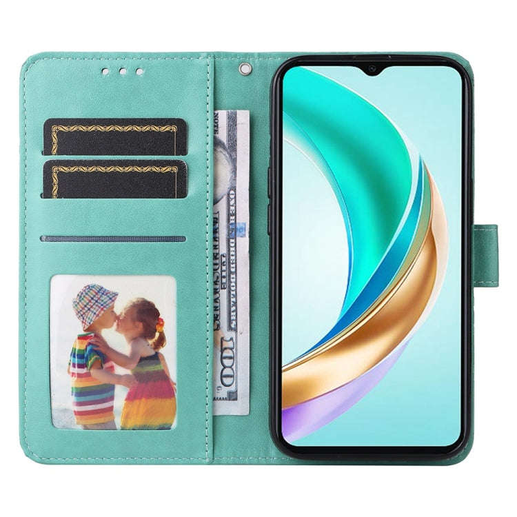 For Honor X6b Embossed Sunflower Leather Phone Case(Green)