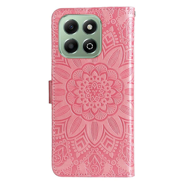 For Honor X6b Embossed Sunflower Leather Phone Case(Rose Gold)