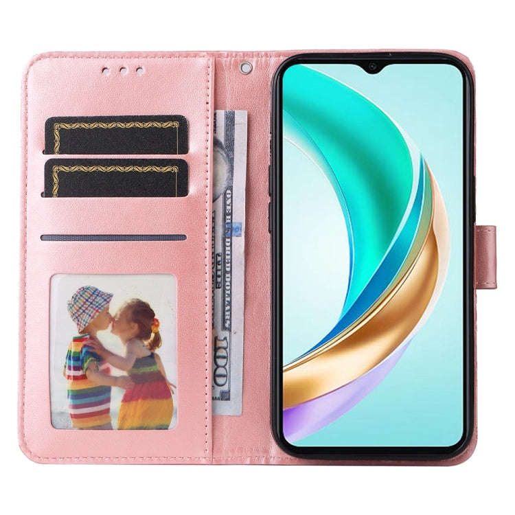 For Honor X6b Embossed Sunflower Leather Phone Case(Rose Gold)