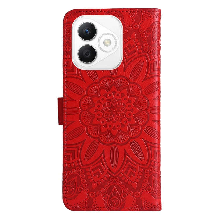 For Honor X60i Embossed Sunflower Leather Phone Case(Red)