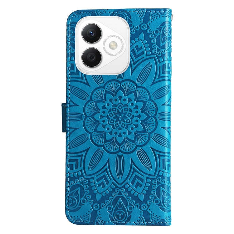 For Honor X60i Embossed Sunflower Leather Phone Case(Blue)
