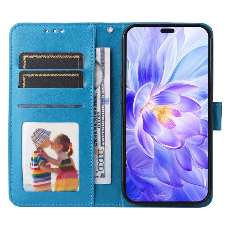 For Honor X60i Embossed Sunflower Leather Phone Case(Blue)