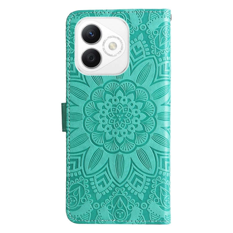 For Honor X60i Embossed Sunflower Leather Phone Case(Green)