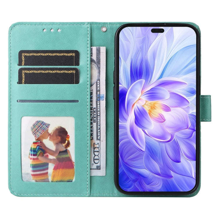 For Honor X60i Embossed Sunflower Leather Phone Case(Green)