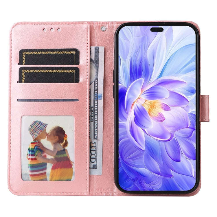For Honor X60i Embossed Sunflower Leather Phone Case(Rose Gold)