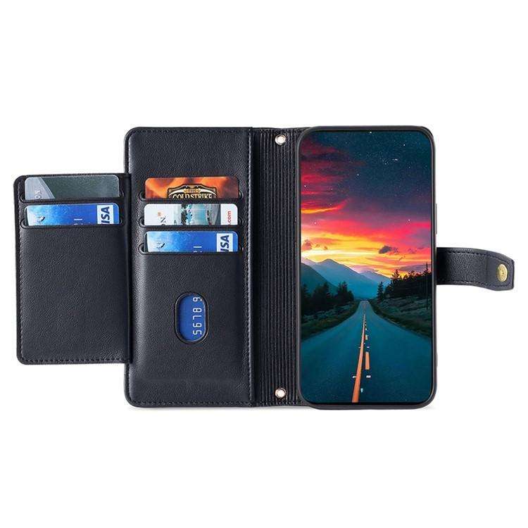 For Honor X8c 4G Sheep Texture Cross-body Zipper Wallet Leather Phone Case(Black)