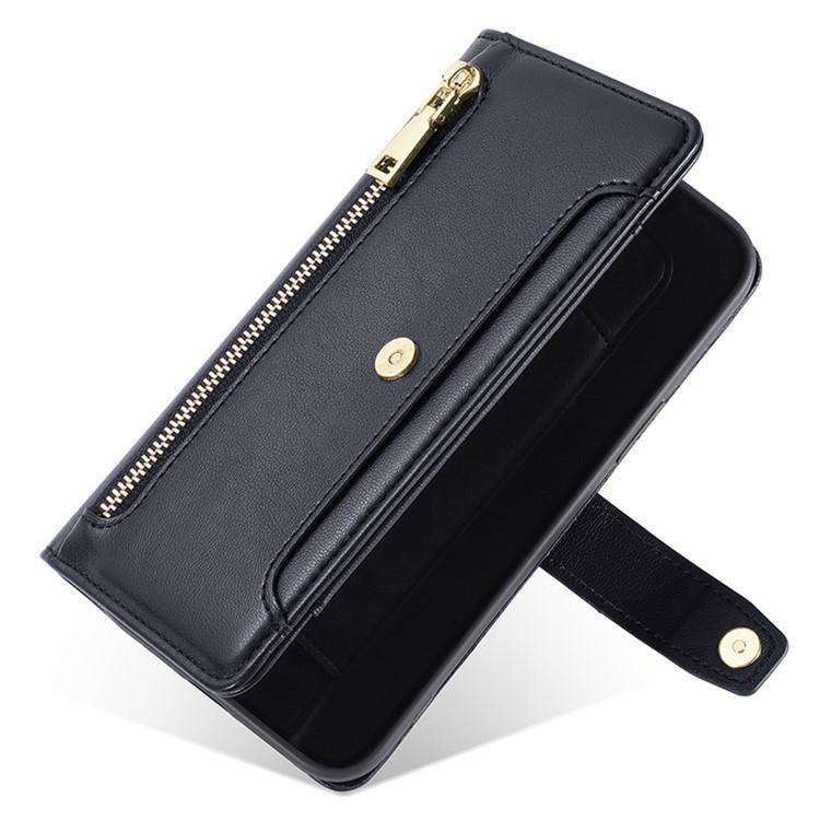 For Honor X8c 4G Sheep Texture Cross-body Zipper Wallet Leather Phone Case(Black)