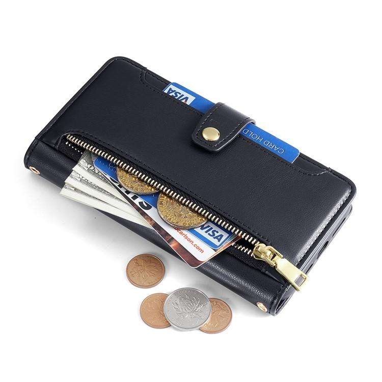 For Honor X8c 4G Sheep Texture Cross-body Zipper Wallet Leather Phone Case(Black)
