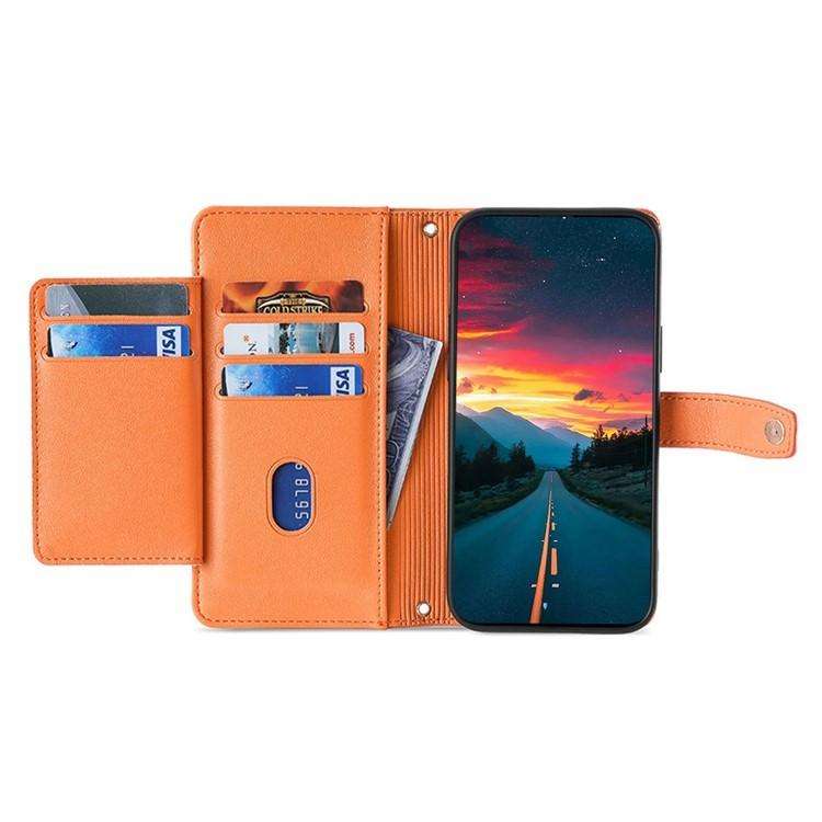 For Honor X8c 4G Sheep Texture Cross-body Zipper Wallet Leather Phone Case(Orange)