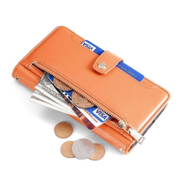 For Honor X8c 4G Sheep Texture Cross-body Zipper Wallet Leather Phone Case(Orange)