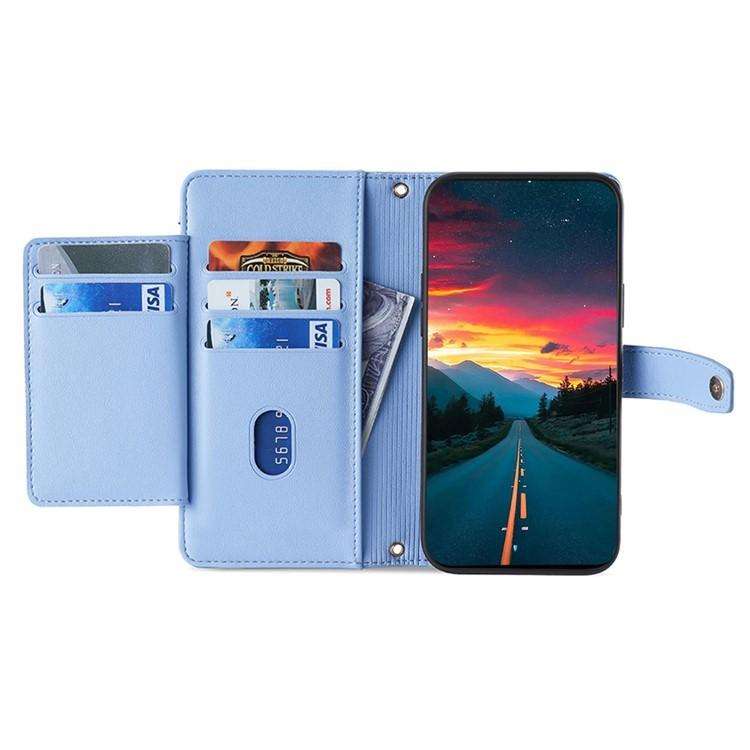 For Honor X8c 4G Sheep Texture Cross-body Zipper Wallet Leather Phone Case(Blue)