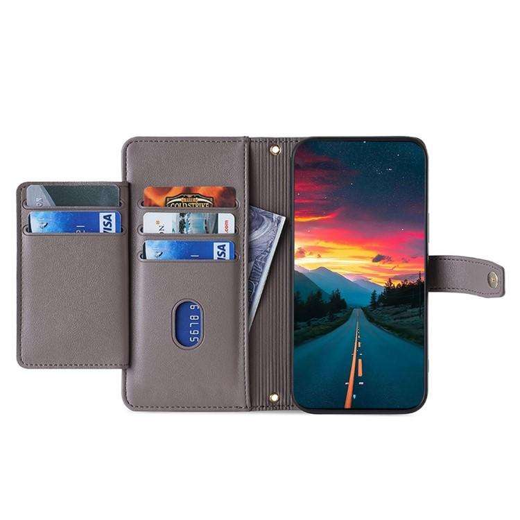 For Honor X8c 4G Sheep Texture Cross-body Zipper Wallet Leather Phone Case(Grey)