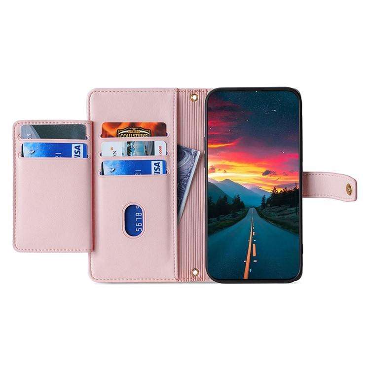 For Honor X8c 4G Sheep Texture Cross-body Zipper Wallet Leather Phone Case(Pink)