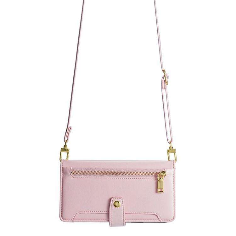 For Honor X8c 4G Sheep Texture Cross-body Zipper Wallet Leather Phone Case(Pink)