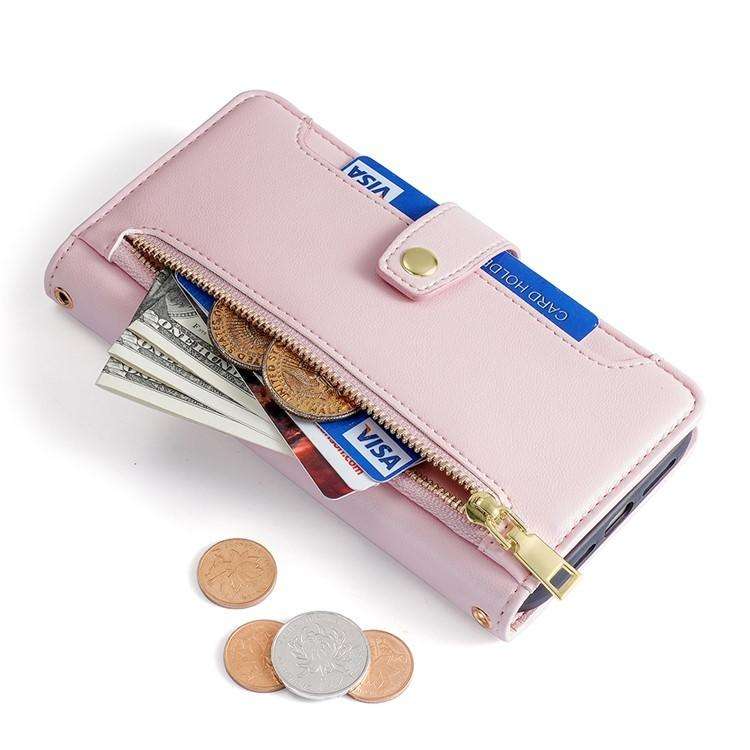 For Honor X8c 4G Sheep Texture Cross-body Zipper Wallet Leather Phone Case(Pink)