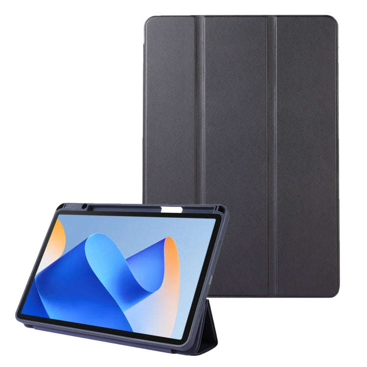 For Huawei MatePad 11 2023 Solid Color 3-folding Leather Tablet Case(Black)