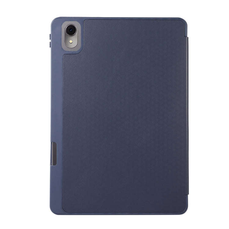 For Huawei MatePad 11 2023 Solid Color 3-folding Leather Tablet Case(Dark Blue)