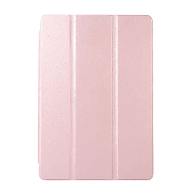 For Huawei MatePad 11 2023 Solid Color 3-folding Leather Tablet Case(Rose Gold)