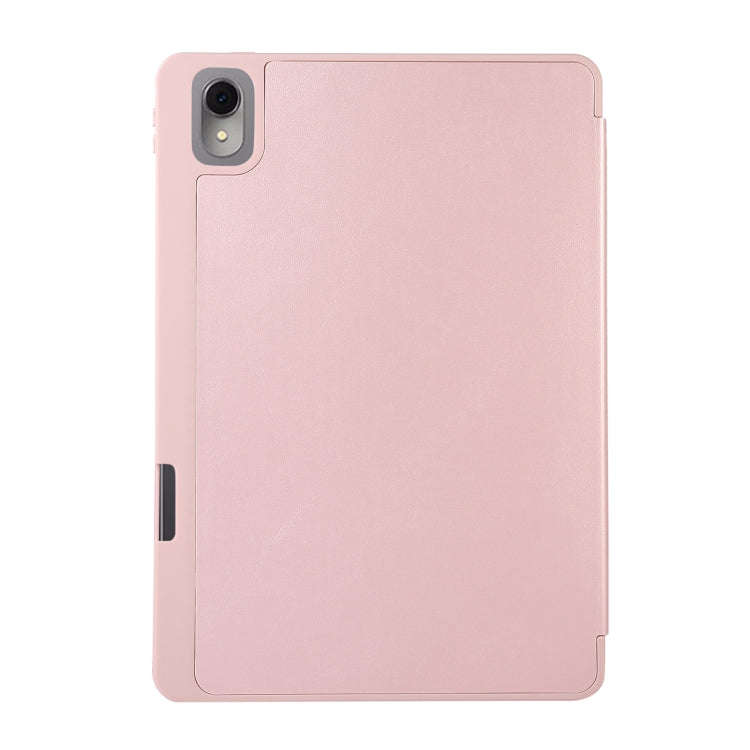 For Huawei MatePad 11 2023 Solid Color 3-folding Leather Tablet Case(Rose Gold)