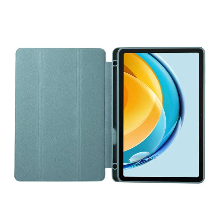 For Huawei MatePad SE Solid Color 3-folding Leather Tablet Case(Black)