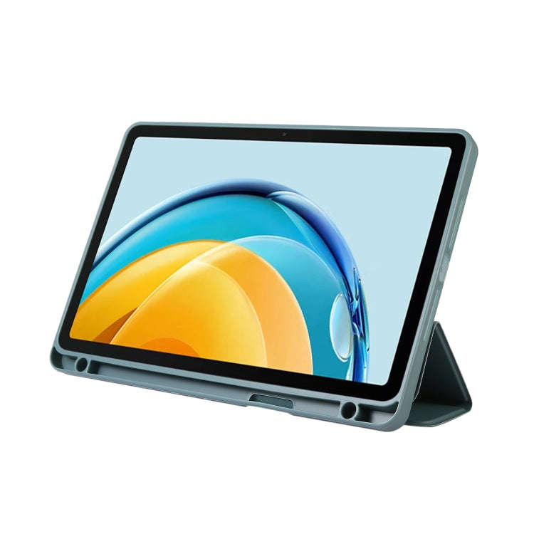 For Huawei MatePad SE Solid Color 3-folding Leather Tablet Case(Black)