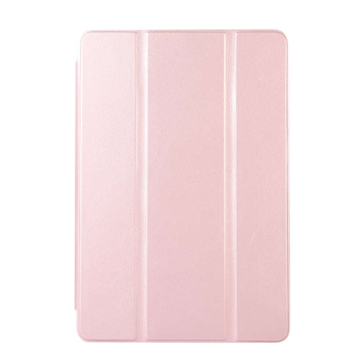 For Huawei MatePad SE Solid Color 3-folding Leather Tablet Case(Rose Gold)