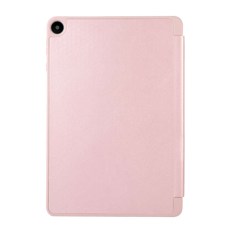 For Huawei MatePad SE Solid Color 3-folding Leather Tablet Case(Rose Gold)