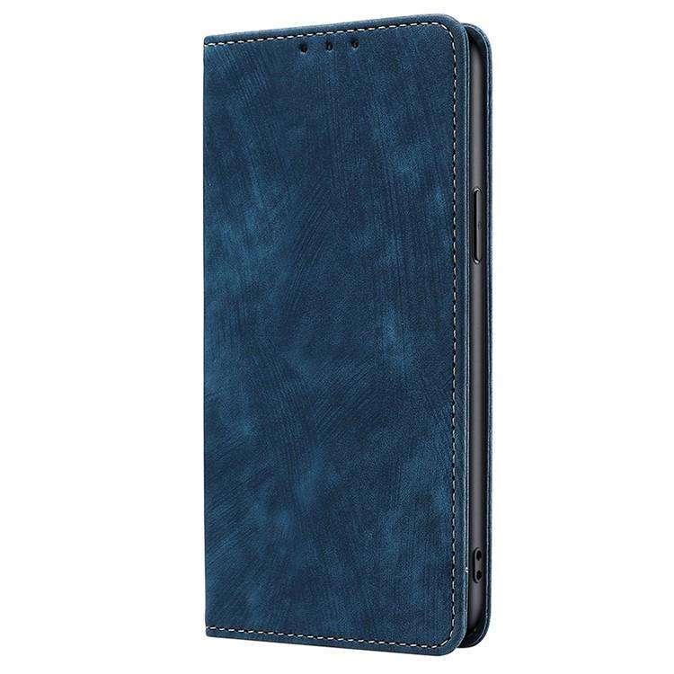 For Honor X8c 4G RFID Anti-theft Brush Magnetic Leather Phone Case(Blue)