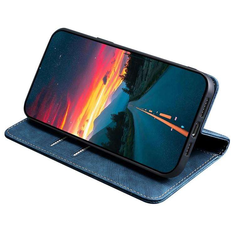 For Honor X8c 4G RFID Anti-theft Brush Magnetic Leather Phone Case(Blue)