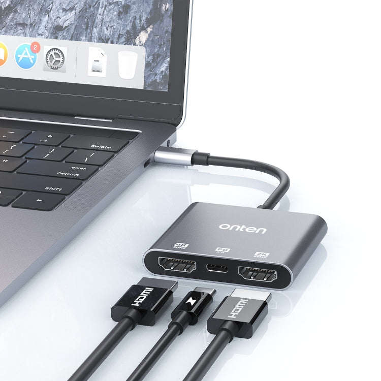 Onten 9175S 3 in 1 USB-C / Type-C to HDMI Adapter(Grey)