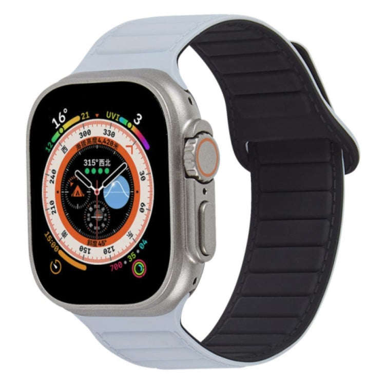 For Apple Watch 9 41mm Loop Magnetic Silicone Watch Band(Grey Black)