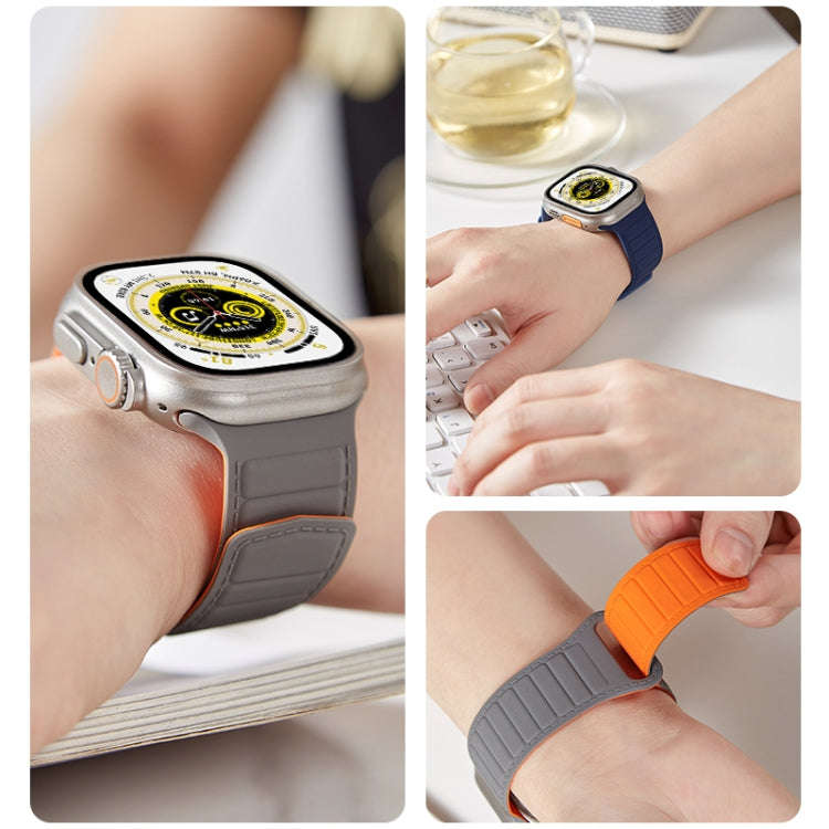 For Apple Watch 9 41mm Loop Magnetic Silicone Watch Band(Navy Blue)
