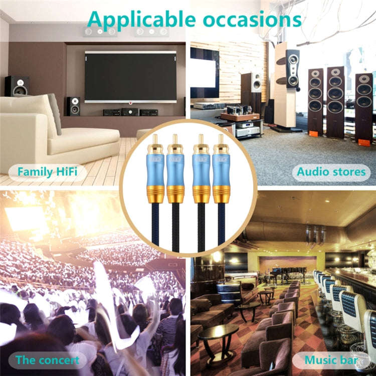 EMK 2 x RCA Male to 2 x RCA Male Gold Plated Connector Nylon Braid Coaxial Audio Cable for TV / A...