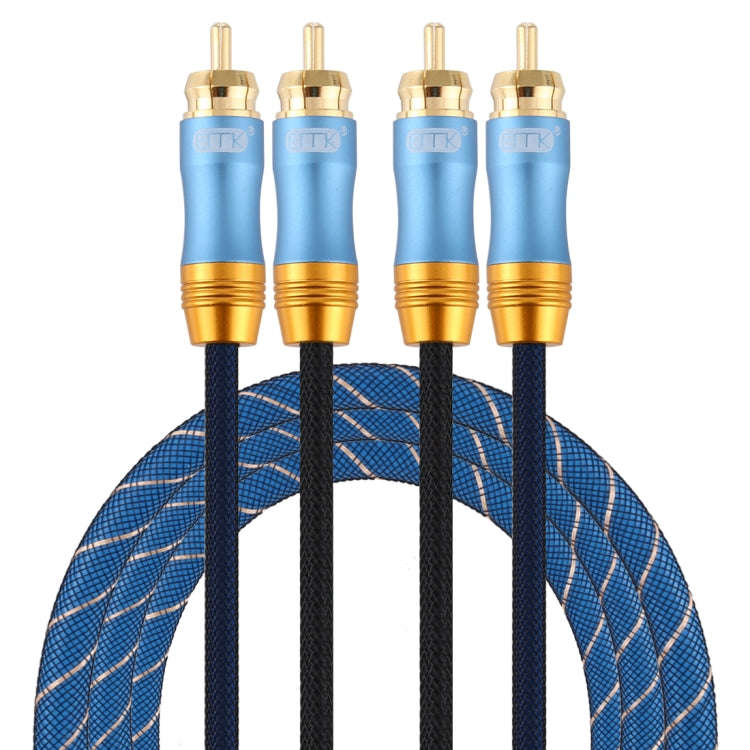 EMK 2 x RCA Male to 2 x RCA Male Gold Plated Connector Nylon Braid Coaxial Audio Cable for TV / A...