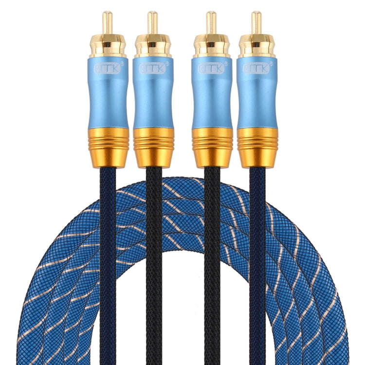 EMK 2 x RCA Male to 2 x RCA Male Gold Plated Connector Nylon Braid Coaxial Audio Cable for TV / A...