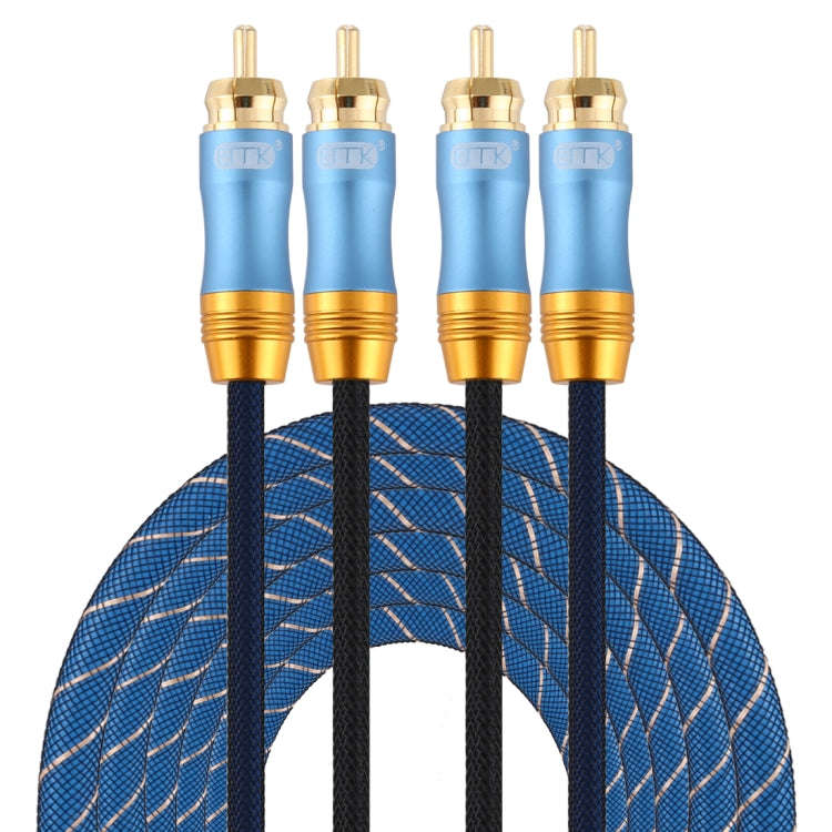 EMK 2 x RCA Male to 2 x RCA Male Gold Plated Connector Nylon Braid Coaxial Audio Cable for TV / A...