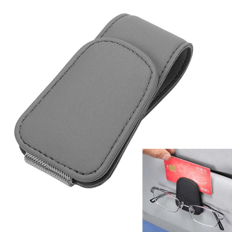 Car Sun Visor Glasses Holder Multifunctional Card Clip Storage Rack(Grey)