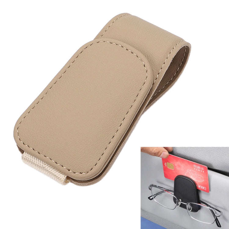 Car Sun Visor Glasses Holder Multifunctional Card Clip Storage Rack(Creamy Yellow)