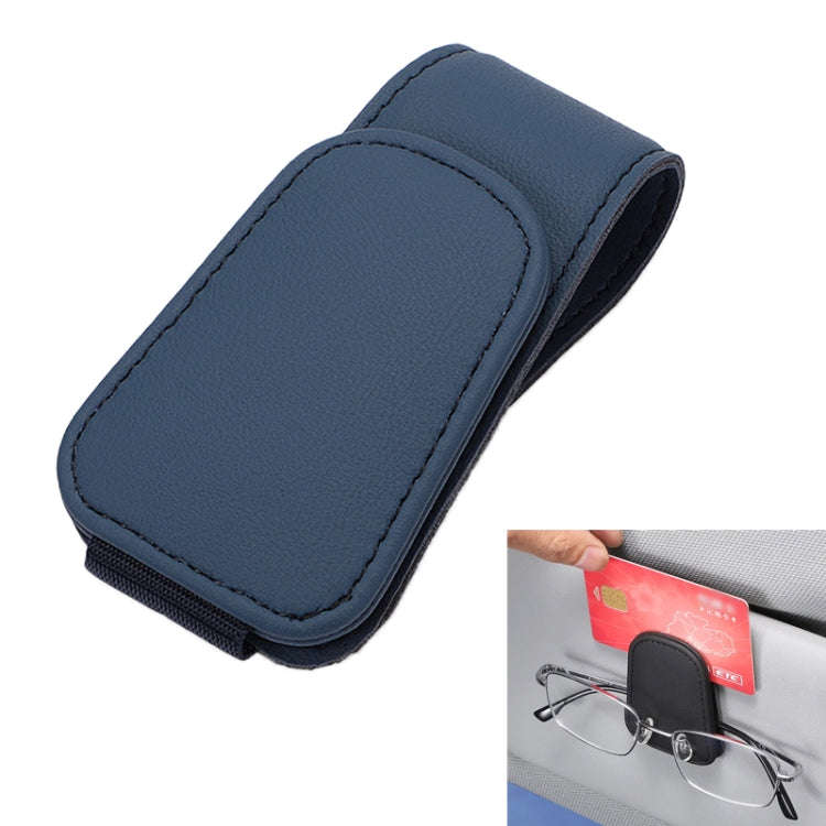 Car Sun Visor Glasses Holder Multifunctional Card Clip Storage Rack(Blue)