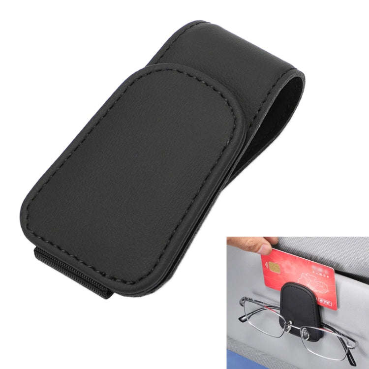Car Sun Visor Glasses Holder Multifunctional Card Clip Storage Rack(Black)