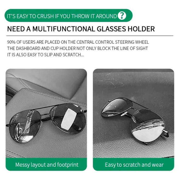 Car Sun Visor Glasses Holder Multifunctional Card Clip Storage Rack(Dark Green)