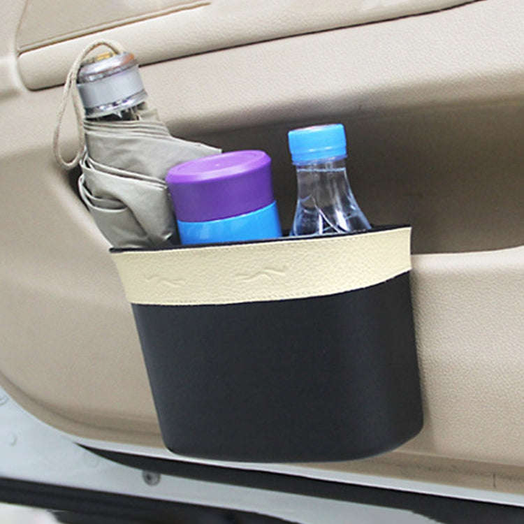 Car Trash Can Car Hanging Sundries Storage Box(Beige)