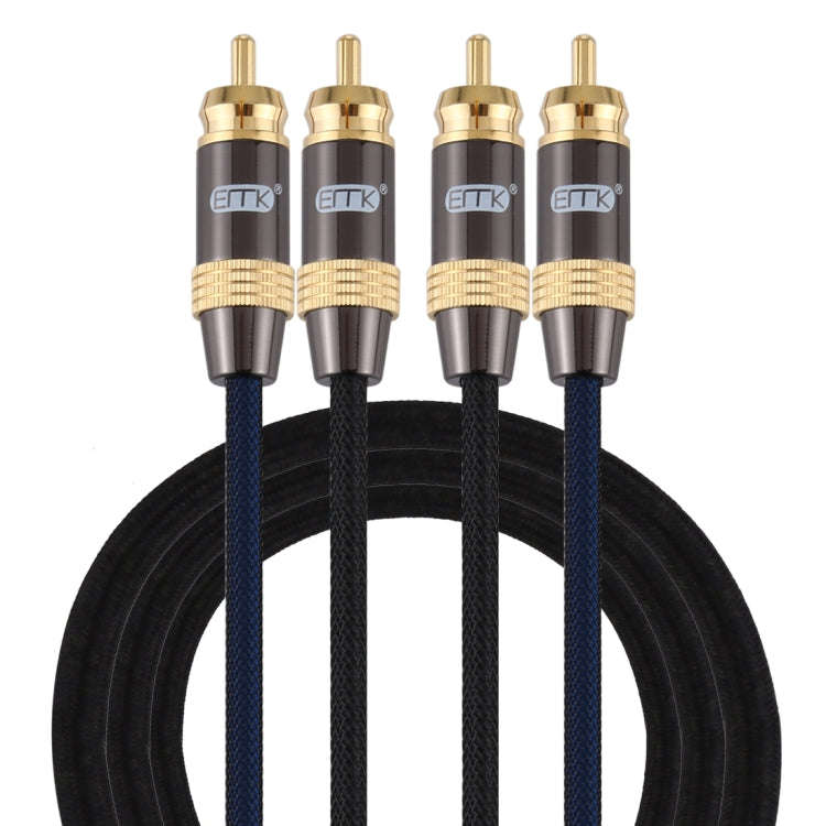 EMK 2 x RCA Male to 2 x RCA Male Gold Plated Connector Nylon Braid Coaxial Audio Cable for TV / A...