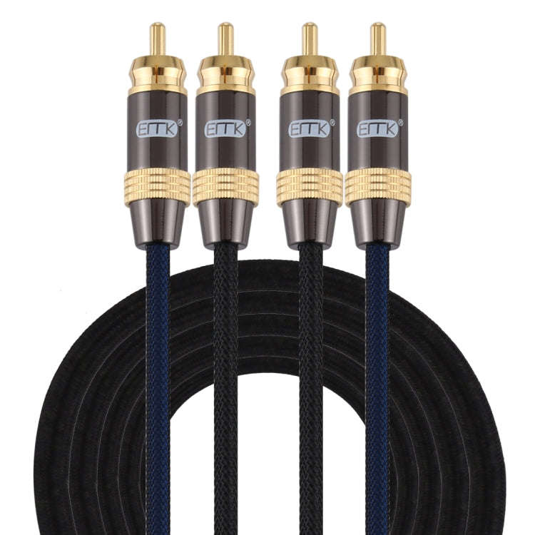 EMK 2 x RCA Male to 2 x RCA Male Gold Plated Connector Nylon Braid Coaxial Audio Cable for TV / A...