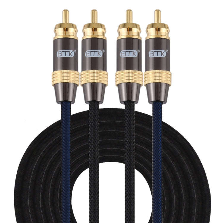 EMK 2 x RCA Male to 2 x RCA Male Gold Plated Connector Nylon Braid Coaxial Audio Cable for TV / A...