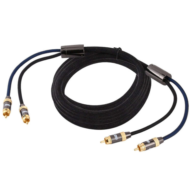 EMK 2 x RCA Male to 2 x RCA Male Gold Plated Connector Nylon Braid Coaxial Audio Cable for TV / A...